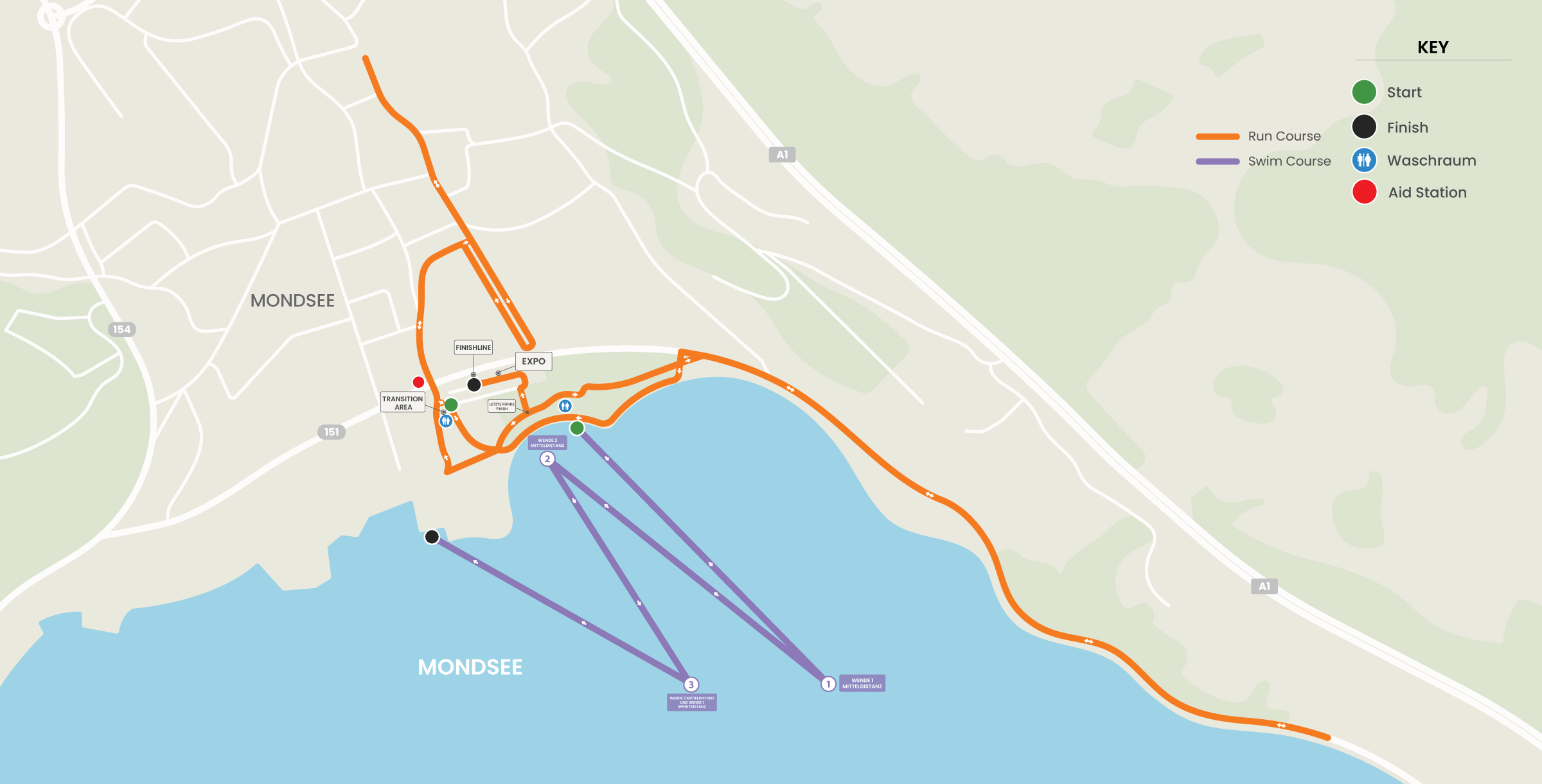 ALOHA TRI Mondseeland Schwimmstrecke + Laufstrecke Mitteldistanz